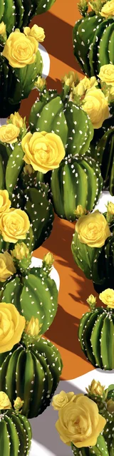 Free cactus bookmark featuring green cacti with yellow flowers